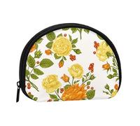 Yellow Flower PeonySmall Makeup Sanitary Napkin Storage Bag,Women's Cosmetic Coin Purse
