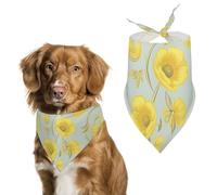 Yellow Flower Pet Scarf Adjustable Pet Accessories Triangular Scarf Washable Floral Print Puppy Bib Bandana Stylish Comfortable Cat Scarves for Holiday Scarfs