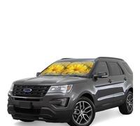 Yellow Flower Picture Print Car Sun Shade Windshield 2-Piece Foldable Front Windshield Sun Visor Sunshade for Car Windshield, M