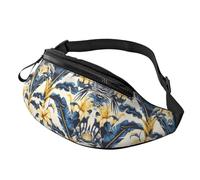 Yellow Flower Print Fanny Pack for Women Men, with Adjustable Strap, Lightweight Waterproof Waist Bag for Sport Walking Running