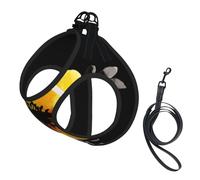 Yellow Flower Print Small Dog Harness And Leash Set, Adjustable Soft Vest With 360° Reflective Straps For Cats Puppy