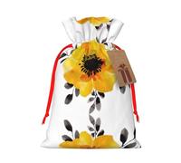 Yellow Flower Printed Drawstring Gift Bags,Various Sizes, Bulk Plastic Packaging Bags