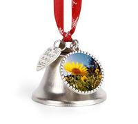 Yellow Flower Under The Sun Christmas Bells Pendant Personalization Jingling Bell Xmas Tree Decor Bells Love Bell Pendant Holiday Decoration for Holiday Party Decoration