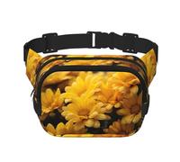 Yellow flower1 print Fanny Pack Waist Packs with Extender for Men Women, Waist Bag Hip Pack with Zipper Pockets, Black, One Size