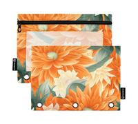 Yellow Flowers Abstract Country Pencil case with Clear Window Pencil Bag Big Capacity Pocket folders for 3 for Office Supplies Multicolored 2 PCS