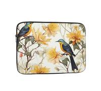 Yellow Flowers and Birds Laptop Case 15 inch, Shockproof Protective Computer Sleeve Cover Water Resistant Laptop Bag Carrying Tablet Cover Briefcase Handbags Gifts for Men Women