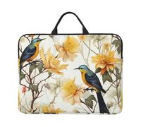 Yellow Flowers and Birds Laptop Case Sleeve 14 inch Shockproof Protective Notebook Case Travel Laptop Bag with Handle Waterproof Computer Cover Briefcase Handbags for Men Women