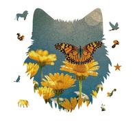 Yellow Flowers Butterflies Jigsaw Puzzle 175PCS Wolf Head Design Puzzle Wooden Jigsaw Puzzles for Adults Families