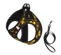 Yellow Flowers Butterflies Print Soft Mesh Dog Harness and Leash Set Pet Puppy Cat Comfort Padded Vest No Pull Harnesses