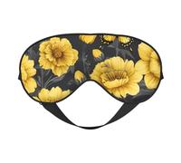 Yellow Flowers Butterflies Print Stylish Eye Mask Lightweight Travel Yoga Nap Meditation Camping Work Relaxation