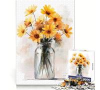 Yellow Flowers in A Jar Jigsaws 1000 Pieces for Adults Mind Clarity Mind Calming Fun Fine Edges Perfect Present (38x26cm)