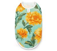 Yellow Flowers Marigolds Dog Clothes Fashionable Sleeveless Pet Vest Puppy Breathable Shirts for Small Medium Dogs Cat 2XL