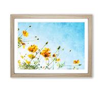 Yellow Flowers Painting Modern Art Framed Print | A3 Oak Framed Wall Art | Ready to Hang | Modern Floral Picture | Living Room Bedroom Lounge Office