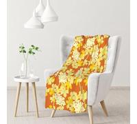 Yellow Flowers Throw Blanket 70 x 100 cm Orange Flannel Fluffy Fleece Blanket Soft Lightweight Warm Blankets and Throws for Bed Sofa and Couch a-4155