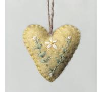 Yellow | Folk Art Floral Heart Ornament | Hanging Decoration | Cracker Filler