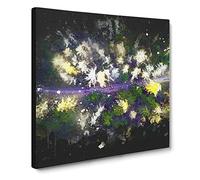 Yellow Forest in Austria Paint Splash Canvas Print | Gallery Wrapped 30mm Frame Wall Art | 14x14 inches | Ready to Hang | Modern Landscape Picture | Living Room Bedroom Lounge Office