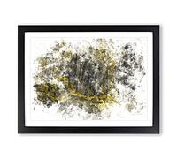 Yellow Forest In Connecticut Watercolour Modern Framed Wall Art Print, Ready to Hang Picture for Living Room Bedroom Home Office Décor, Black A2 (64 x 46 cm)