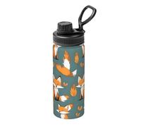 Yellow fox 18OZ sports thermos bottle, stainless steel, full print, suitable for outdoor, commuting, camping stool