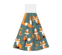 Yellow fox Coral fleece hand towel, super absorbent hanging kitchen towel, children's adult bathroom kitchen hanging hand towel