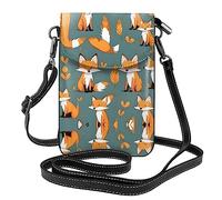 Yellow fox Leather crossbody flip phone bag, microfiber PU leather, suitable for daily use