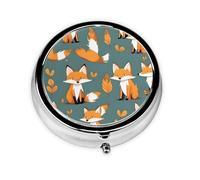 Yellow Fox Round Pill Box Portable Medicine Box That can be stored in a Pocket or Handbag