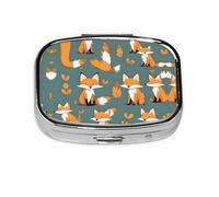 Yellow Fox Square mini Pill Box, Travel Pill Box, can be Put into Wallet or Pocket to Store a Variety of Small Items