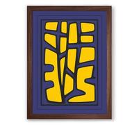 Yellow Fragment Abstract Framed Wall Art Print A4 (29.7×21cm) Walnut, Wall Decor for Living Room, Bedroom, Office & Home, Ready to Hang, Art Gift