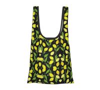 Yellow Fresh Lemons Print Foldable Reusable Grocery Bag Lightweight Shopping Tote for Groceries Travel Beach Eco-Friendly Compact Adventure Tote
