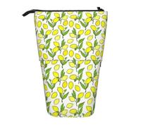 Yellow Fresh Lemons Print Telescopic Pencil Case Adjustable Lightweight Office Stationery Organizer Pouch