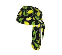Yellow Fresh Lemons Printed Breathable Cycling Cap, Moisture Wicking Headwrap Do Rag, for Tactical Paintball Use