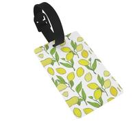 Yellow Fresh Lemons Printed Luggage Tags with Wrist Strap,Name Id Label for Suitcase,Airplane Travel Essentials