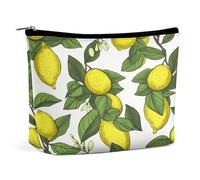 Yellow Fresh Lemons Printed Portable Cosmetic Pouch