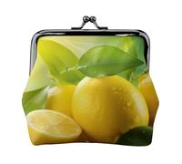 Yellow Fresh Lemons3 print Coin Purse Small Change Purse Card Holder Coin Pouch Small Wallet for Women and Men, Black, One Size, Vintage