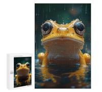 Yellow Frog in The Rain Wooden Art Puzzle, 1000 PCS - Weekend Puzzle Project; for Couples, Friends And Family