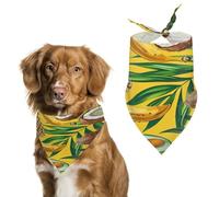 Yellow Fruit Pattern Dog Bandanas Cute Soft Cotton Puppy Scarves Washable Daily Summer Durable Triangle Reversible Bibs Suitable for Small Medium Large Dogs and Cats