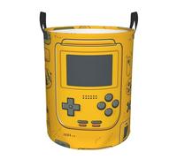 Yellow game console Laundry Basket Hamper Waterproof Dirty Clothes Hamper Collapsible Washing Bin Clothes Bag with Handles Freestanding Laundry Hamper for Bathroom Bedroom Dorm
