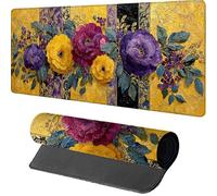 Yellow Gaming Mouse Mat 1000x500x3mm, Mouse Pad Large Flower, Desk Mat with Stitched Edge, Mousepad with Non-Slip Rubber Base, Office Accessories, Keyboard Pad, for Gifts, Gaming, Desk Office, 2-8132