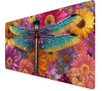 Yellow Gaming Mouse Pad Dragonfly Large Mouse Mat Comfortable Mousepad with Smooth Cloth Surface, Textured Wear Resistant, Improved Precision and Speed, Mousemat 1200x600x3mm, Desk Accessories K7-94