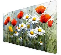 Yellow Gaming Mouse Pad Poppy Large Mouse Mat Comfortable Mousepad with Smooth Cloth Surface, Textured Wear Resistant, Improved Precision and Speed, Mousemat 900x300x3mm Desk Accessories for Men K7-70