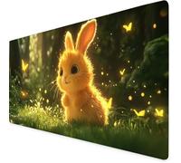 Yellow Gaming Mouse Pad Rabbit Large Mouse Mat Comfortable Mousepad with Smooth Cloth Surface, Textured Wear Resistant, Improved Precision and Speed, Mousemat 700x300x3mm, Desk Accessories K7-860