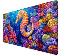 Yellow Gaming Mouse Pad Seahorse Large Mouse Mat Comfortable Mousepad with Smooth Cloth Surface, Textured Wear Resistant, Improved Precision and Speed, Mousemat 800x400x3mm, Desk Accessories K7-82