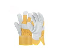 (Yellow) Gardening Protective Work Gloves Cow Split Leather Transport Driving Carrying Factory Working Glove