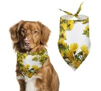 Yellow Garland Dog Bandana Triangle Dog Scarf Washable Polyester Dog Bibs Cute Pet Bandana for Medium Large Dogs Puppy and Cats