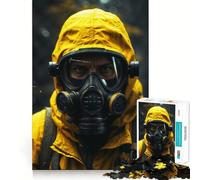 Yellow Gas Mask Guardian Jigsaw Puzzles 1000 Mind Skill Play Premium Laser Cut Quality Quiet Time Mind Exercise at Home (38x26cm)