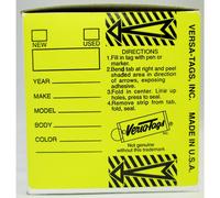 Yellow - Genuine Versa-Tag Yellow Key Tags Self-Protecting (250 Tags per Box with """"Chrome"""" Plated Steel Rings)