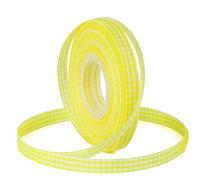 Yellow Gingham Ribbon for Gift Wrapping, 3/8 inch 50Yard Plaid Ribbon for Flower Bouquet Christmas Birthday Wreaths Wedding Party Decoration Bow Maker Yellow and White Checkered Ribbons