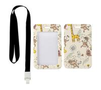 Yellow Giraffes ID Card Holder with Black Lanyard, Card Holder Lanyard, Vertical ID Cards Protector for Student, Vertical Name Badges Protector for Doctor, Teacher Stuff Paramedic Accessories