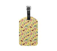 Yellow Girls Kiss Eyes Leather Luggage Baggage Suitcase Tag ID Label(3Pcs)