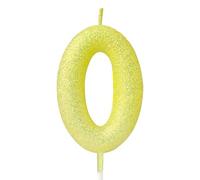 Yellow Glitter Birthday Candle,Macaron 3D Flash Number 0 Candle Topper,Suitable for Girls and Boys' Birthdays Party Cake Decorations,Weddings,Anniversaries