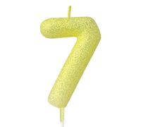 Yellow Glitter Birthday Candle,Macaron 3D Flash Number 7 Candle Topper,Suitable for Girls and Boys' Birthdays Party Cake Decorations,Weddings,Anniversaries